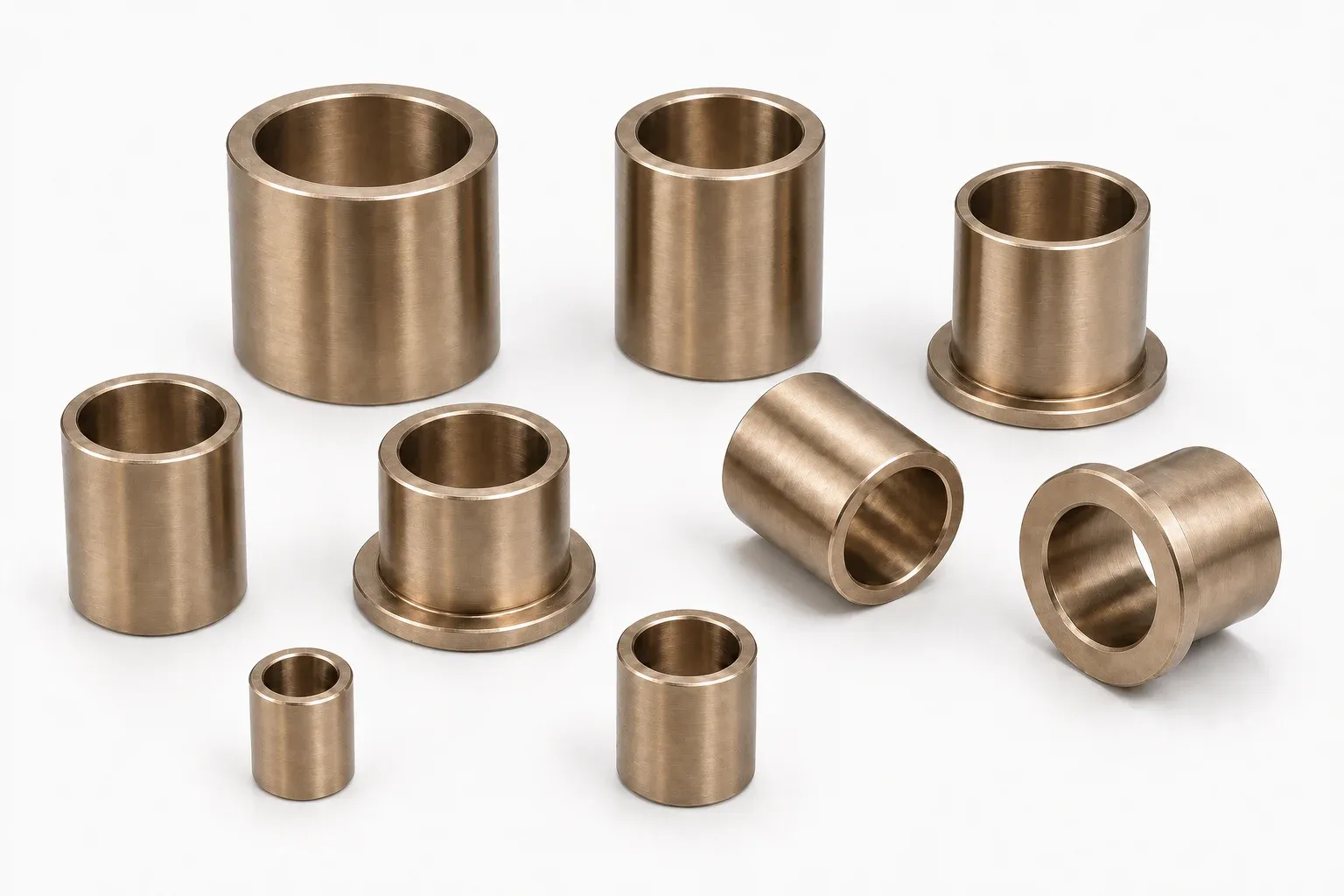 Boccole cilindriche e flangiate in bronzo fuso
